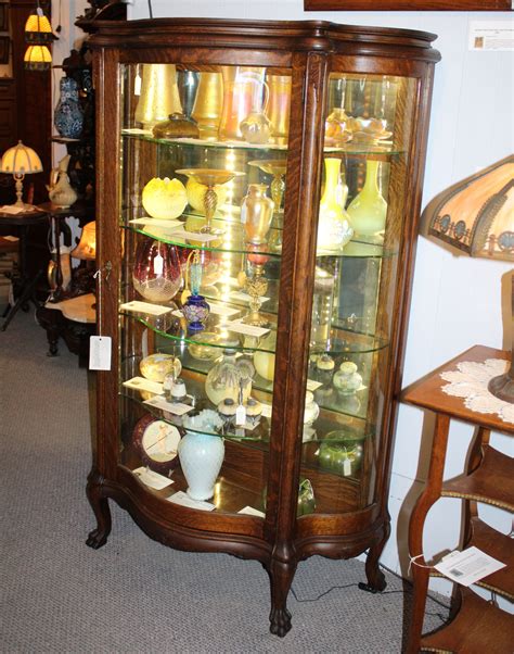Bargain Johns Antiques Antique Oak China Curio Cabinet Original
