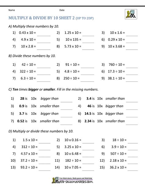 Multiplication And Division Of Whole Numbers Worksheets Grade 4