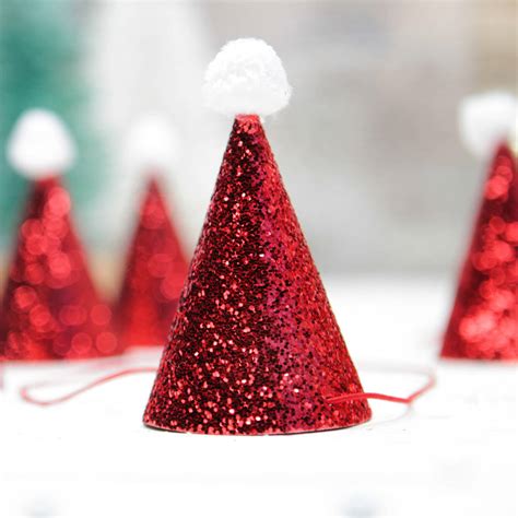 Christmas Mini Red Glitter Santa Hats By Postbox Party