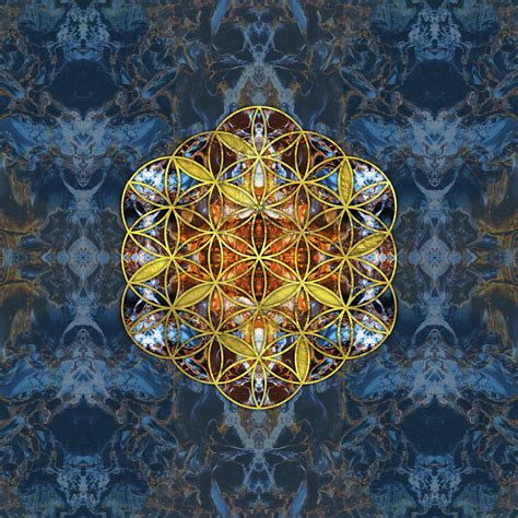Decorative Gemstone Sacred Geometry Flower Of Life Digital Art By