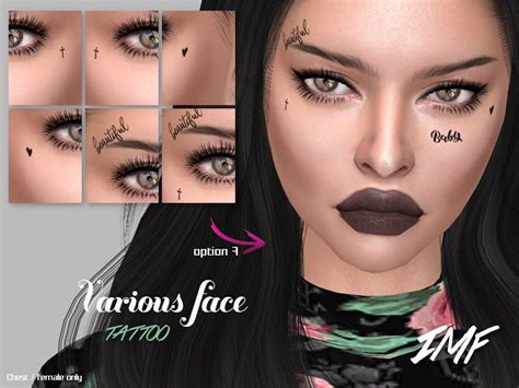 Sims 4 — Imf Tattoo Face Various By Izziemcfire — Face Tattoo In 1
