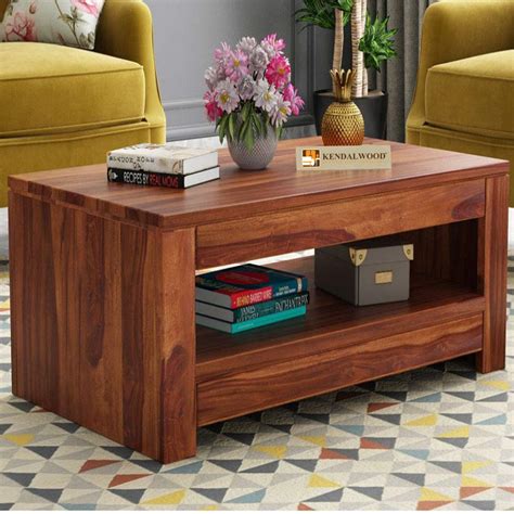 Kendalwood Furniture Rectangle Sheesham Wood Coffee Table For Living