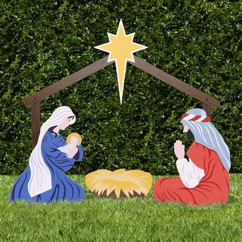 Nativity Display Scene Outdoor Holy Baby Jesus Family Mary Christmas