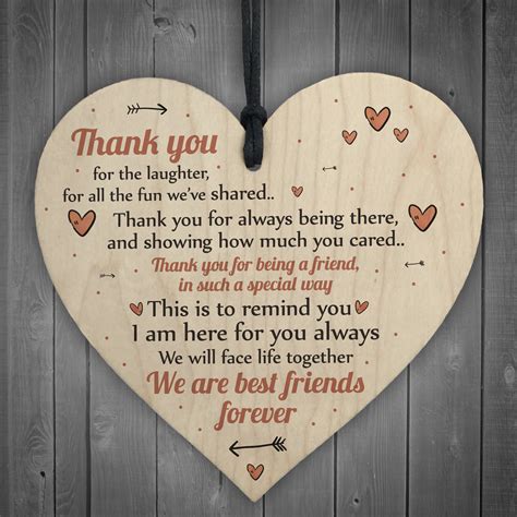 Best Friends Forever Friendship Sign Wooden Heart Plaque Thank You Birthday T 5060585006304