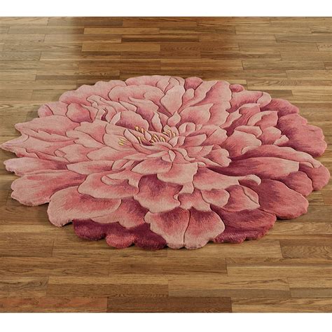 279 Deena Blooms Round Flower Rugcoral Pink 4 Round Flower Rug