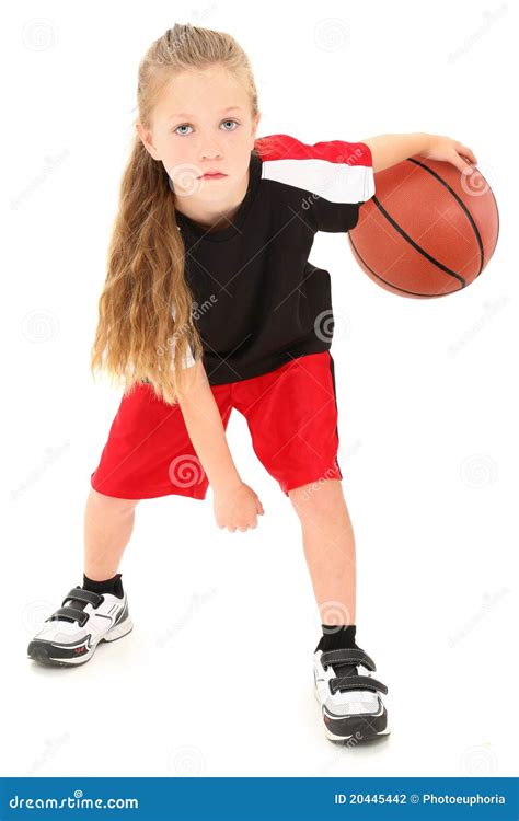 Girl Child Basketball Player Dribbling Ball Stock Photo Image Of