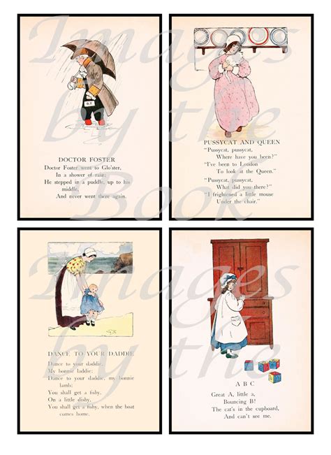 Mother Goose Nursery Rhymes Printables Postcard By Imagesbythebook