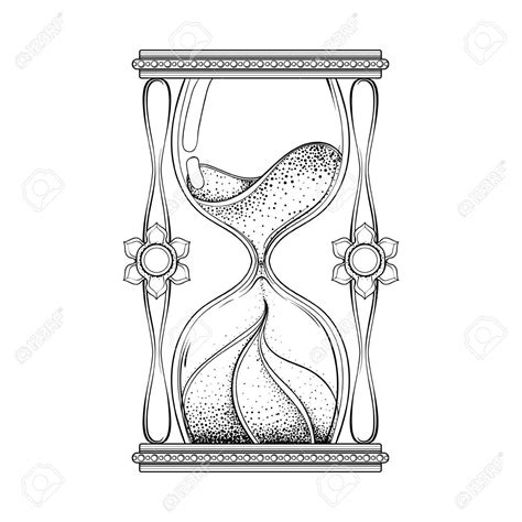 Sand Clock Draw Sand Timer Clock Drawing Hourglass Glass Line