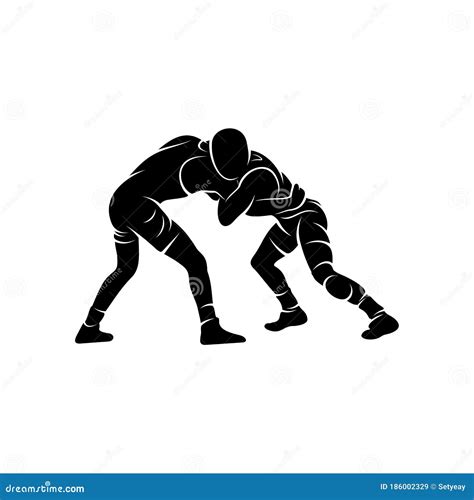 Wrestling Logo Vector Template Illustration Symbol Silhouette Design