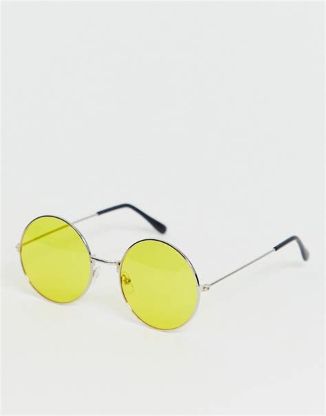 Gafas De Sol De Montura Redonda En Amarillo De Svnx Asos