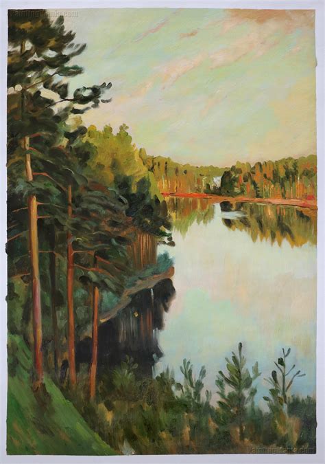 Lake in the Forest 2 - Isaac Levitan Paintings | Sunset landscape