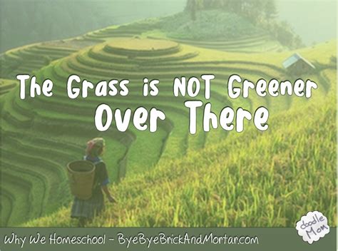 The grass is (always) greener (on the other side) saying. Grass is NOT Greener Over There {Why We Homeschool} - DoodleMom's Homeschooling Life