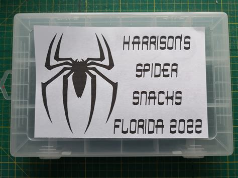 Personalised Spiderman Style Spider Logo Vinyl Decal Travel Snack Box