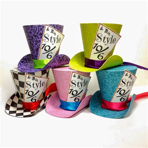 3 Mad Hatter Top Hats Set Of 5 Alice In Wonderland Tea Etsy Uk