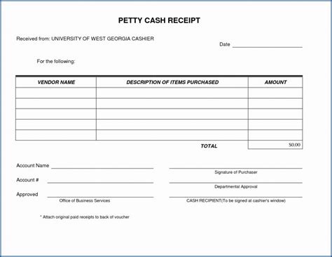 Free Printable Petty Cash Receipt Template
