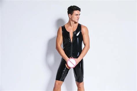 sexy lingerie faux leather latex bodysuit gay male underwear corsets men body jumpsuit stripper