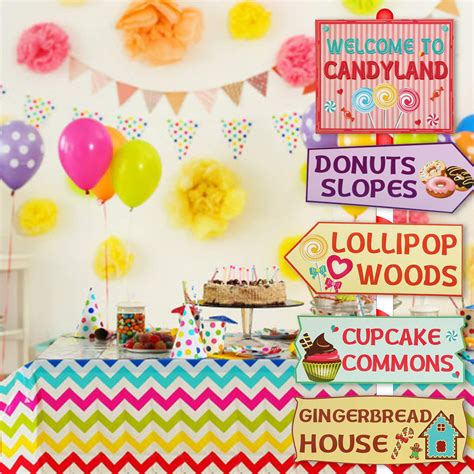 Buy 20 Pieces Candyland Party Decorations Candy Land Party Sign Candy