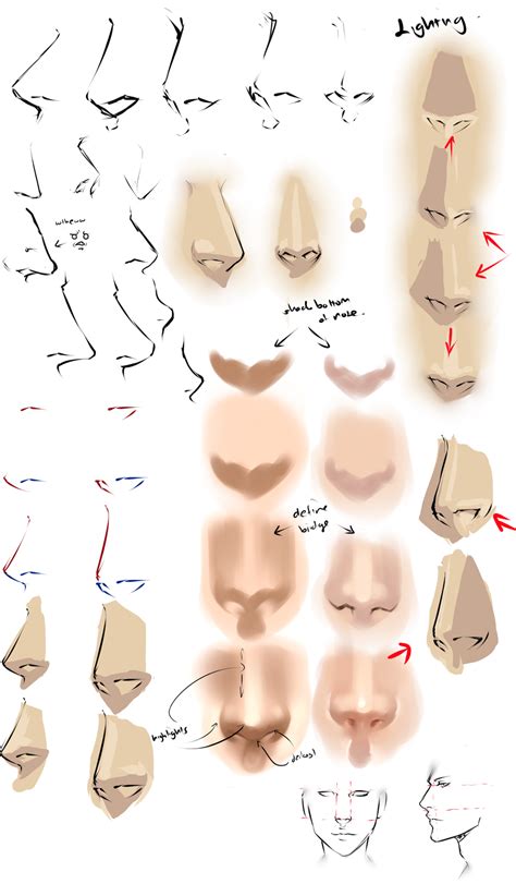 Nose Shading Referance Nose Drawing Anime Nose Drawing Tutorial