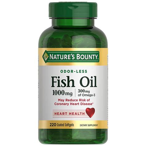 Natures Bounty Odorless Fish Oil 1000 Mg Dietary Supplement Softgels