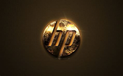 Hp Gold Logo Hewlett Packard Creative Art Gold Texture Brown Carbon