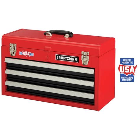 Craftsman Portable Tool Box 205 In 3 Drawer Red Steel Lockable Tool