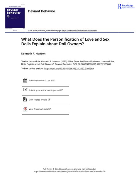 Pdf What Does The Personification Of Love And Sex Dolls Explain About Doll Owners