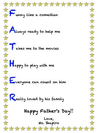 Fathers day acrostic poem sheet. father's day tree | Father's Day Acrostic | Father's day ...