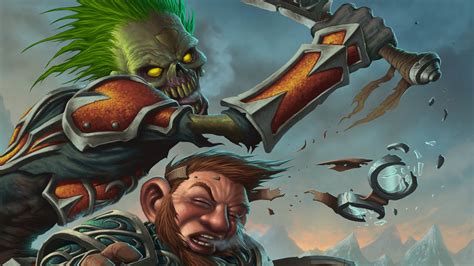 Zombie Knocking Dwarfs Goggles Off World Of Warcraft Trading Card