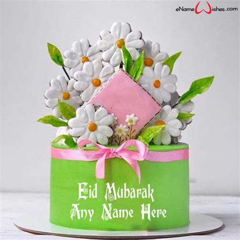 Fresh Flower Eid Wish Name Cake Enamewishes