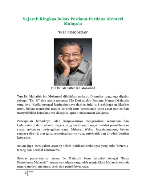 Penting terhadap transformasi nilai dan praktik islam di malaysia sumbangannya. Sejarah ringkas bekas perdana menteri