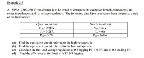 Solved Example 2 5 A 15kva 2300 230 V Transformer Is To Be