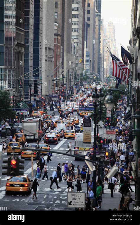 Sixth Avenue In Midtown Manhattan During Rush Hour New York City Usa