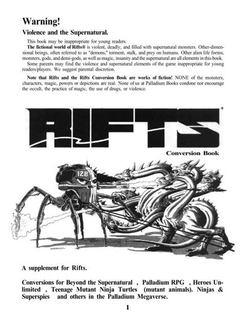 Rifts Conversion Book 1 The Secrets Of The Mind Document Page