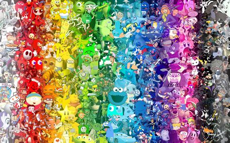 Please contact us if you want to publish a cartoon collage wallpaper on our site. Rainbow pop culture character collage by JDreever18 on DeviantArt