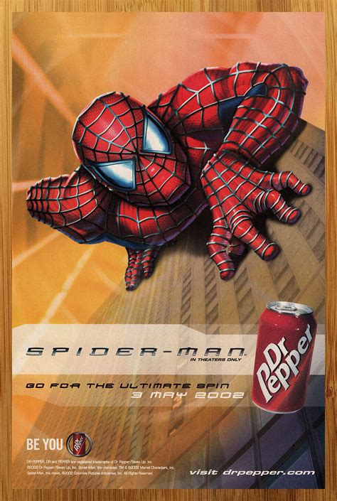 2002 Spider Man Movie Dr Pepper Promo Print Adposter Official Marvel