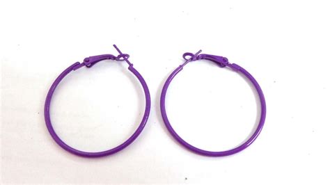 Deep Purple Hoop Earrings Thin Hoops 15 Inch Hoop Earrings Etsy