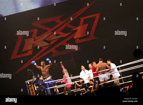 K 1 Fighters Celebrates On The Ropes After His Boxing Fight Tokyo