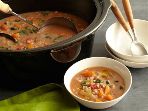 I always had them as a kid with corn bread. Slow-Cooker Bean and Barley Soup Recipe | Food Network ...