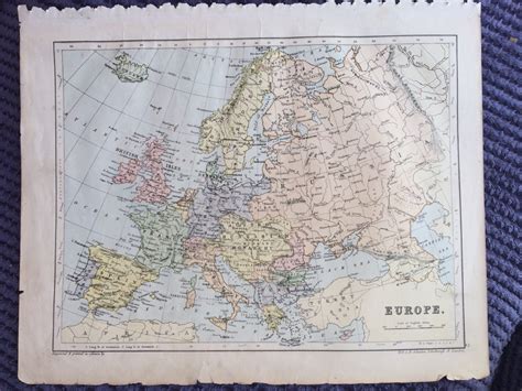 1890 Europe Original Antique Map 11 X 14 Inches Johnston Atlas Home