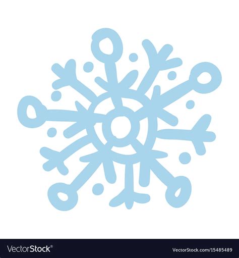 Blue Snowflake Hand Drawn Isolated Icon Royalty Free Vector