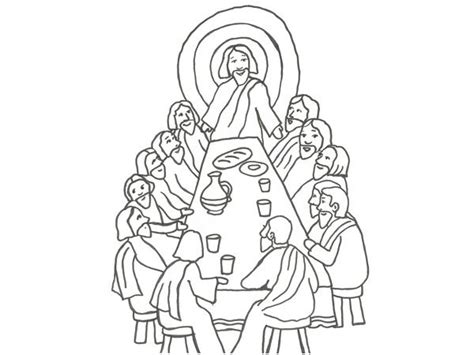 Imprimir Dibujo de Jesús en la Última Cena para pintar con los niños