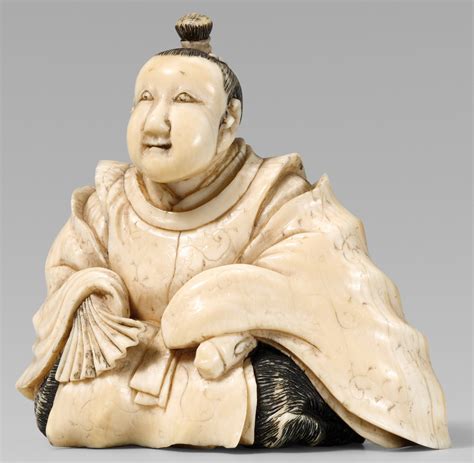 an ivory okimono type netsuke of a courtier by masayuki second half 19th century
