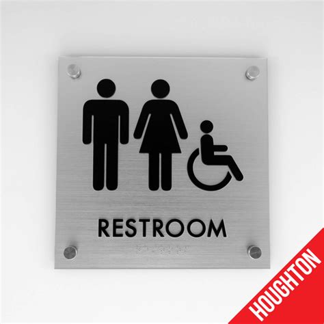 Unisex Restroom Sign With Handicap Symbol 8 X 8 ADA Brushed