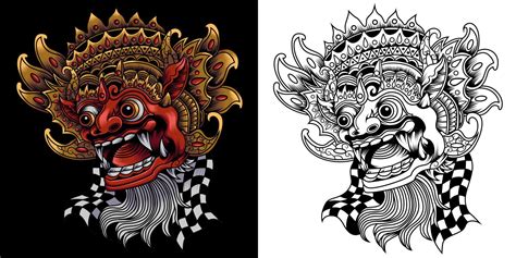 Barong Balinese Mask Vector Illustration 12209680 Vector Art At Vecteezy