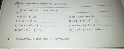 Zapisz wyrażenie w postaci sumy algebraicznej. - Brainly.pl