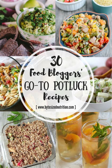 We've rounded up our most popular potluck recipes — each with hundreds of positive reviews — to ensure your event goes off without a hitch and that you receive all the accolades you deserve for your kitchen work. 30 Food Bloggers' Go-To Potluck Recipes - Byte Sized Nutrition