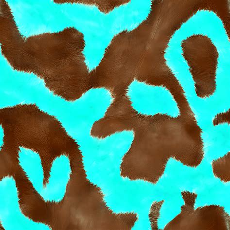 Brown Cowhide And Turquoise Leopard Print Seamless Pattern Creative