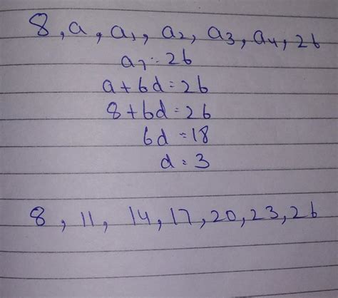 Insert Five Numbers Between 8and 26 Such That The Resulting Sequence Is An Ap