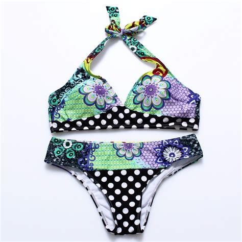 2017 Newest Sexy Prints Lady Swimwear Summer Beach Girl Swimsuit Bandage Brazilian Push Up Women