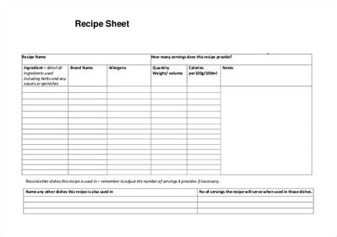 Recipe Template Business Psd Excel Word Pdf